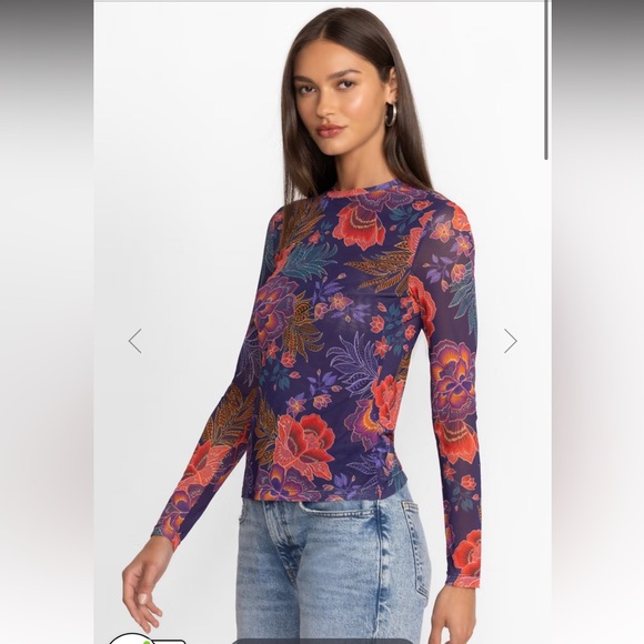 NWT JOHNNY WAS NATALIE LONG SLEEVE MESH TEE - Picture 3 of 5